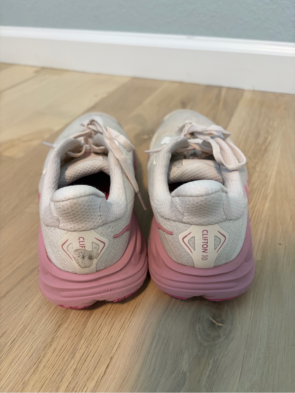 Hoka Big Kids White and Pink Athletic Shoes - Picture 3 of 8